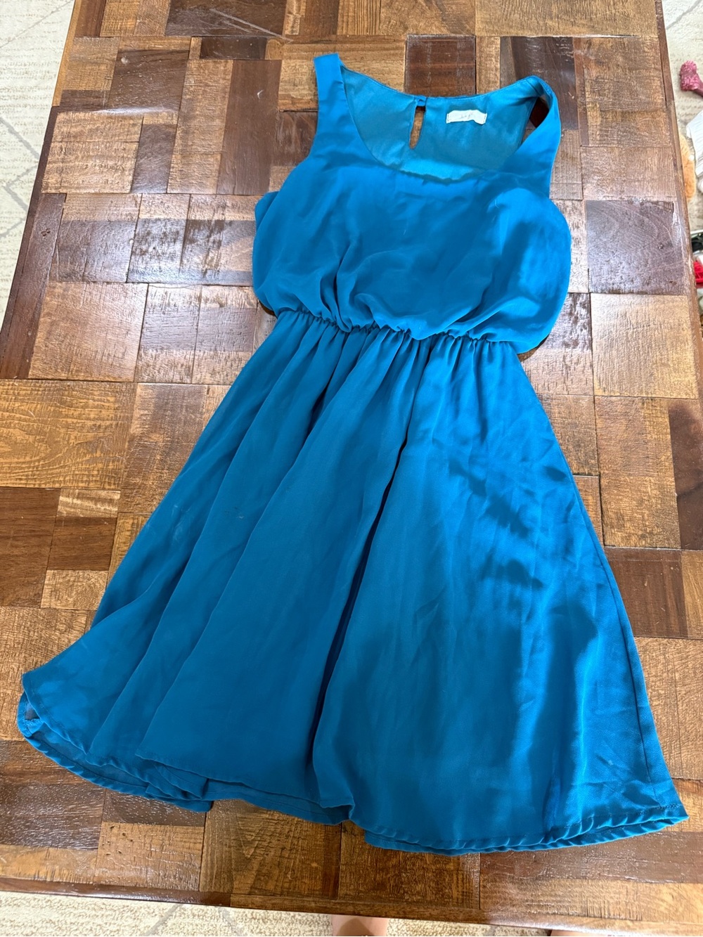 Lush Teal Blue Sleeveless Chiffon Party Dress